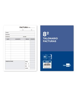 Talonario liderpapel facturas 8º original y 2 copias t300 con i.V.A