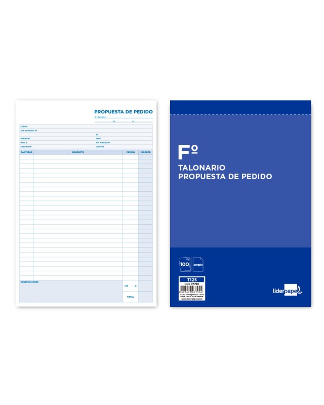 Talonario liderpapel pedidos folio original 125