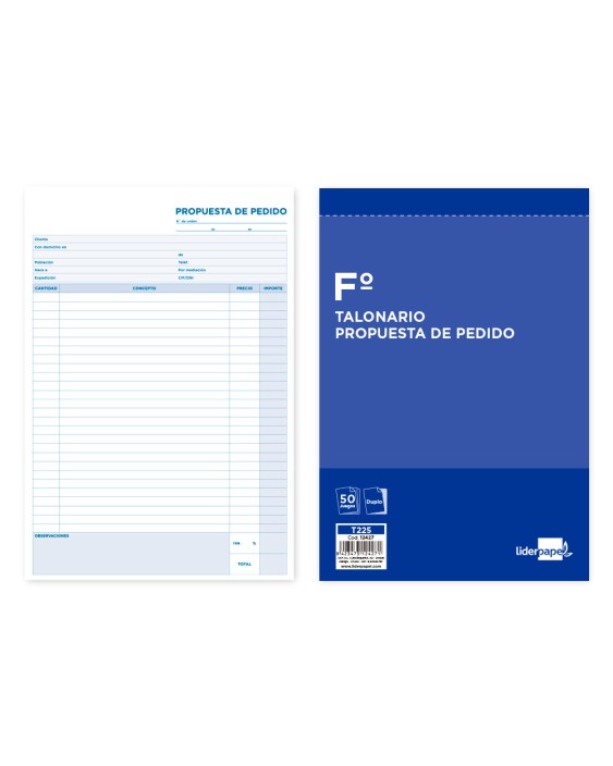 Talonario liderpapel pedidos folio original y copia t225
