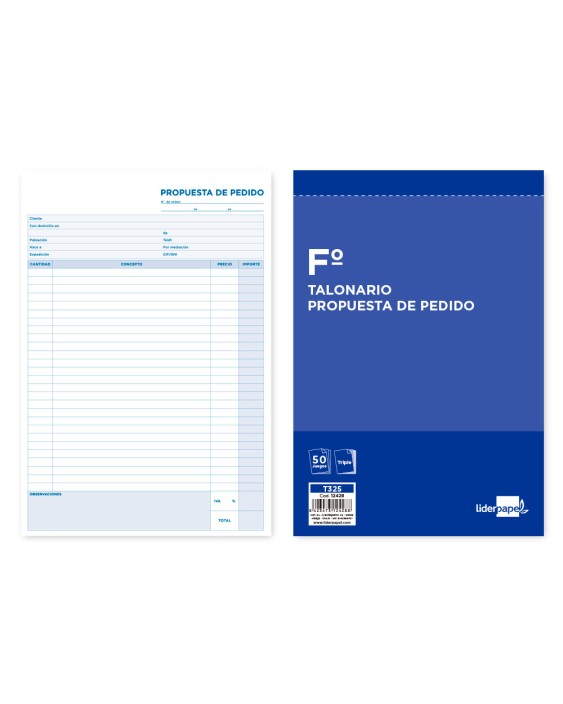 Talonario liderpapel pedidos folio original y 2 copias t325