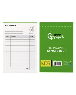Talonario liderpapel camarero 8º original y copia t202