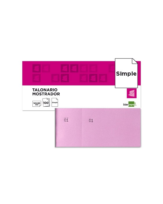 Talonario liderpapel mostrador 60x145 mm tl05 rosa con matriz