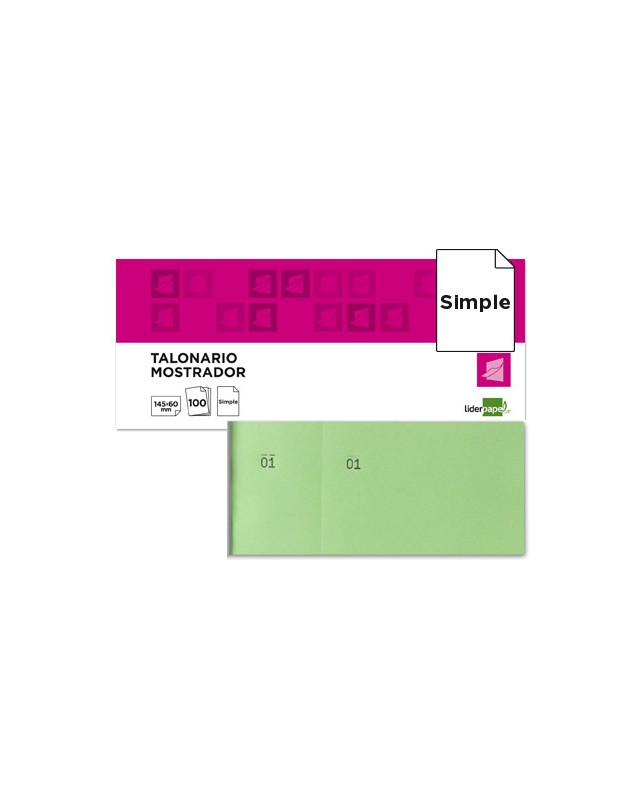 Talonario liderpapel mostrador 60x145 mm tl06 verde con matriz