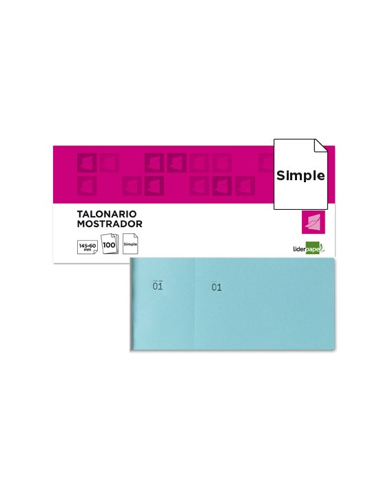 Talonario liderpapel mostrador 60x145 mm tl03 celeste con matriz