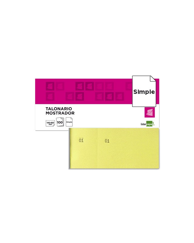 Talonario liderpapel mostrador 60x145 mm tl01 amarillo con matriz