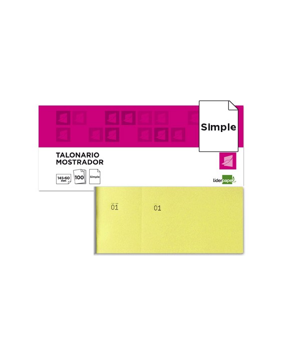 Talonario liderpapel mostrador 60x145 mm tl01 amarillo con matriz