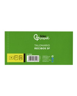 Talonario liderpapel recibos 3/fº apaisado original y 2 copias sin matriz