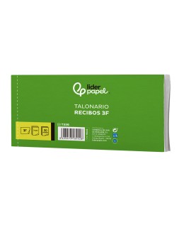 Talonario liderpapel recibos 3/fº apaisado original y 2 copias sin matriz