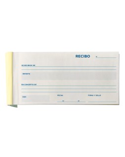 Talonario liderpapel recibos 3/fº apaisado original y 2 copias sin matriz