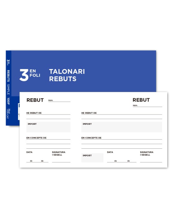 Talonario liderpapel recibos 3/fº original t105 con matriz texto en catalan
