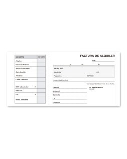 Talonario liderpapel inquilinato 3/fº original y copia t207 con codiciones e i.V.A