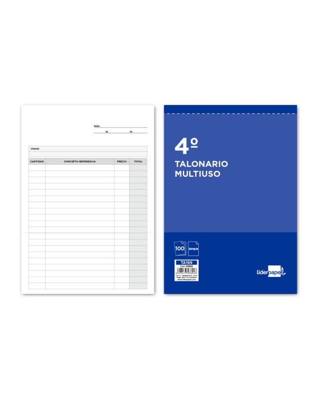 Talonario liderpapel multiusos cuarto original t199