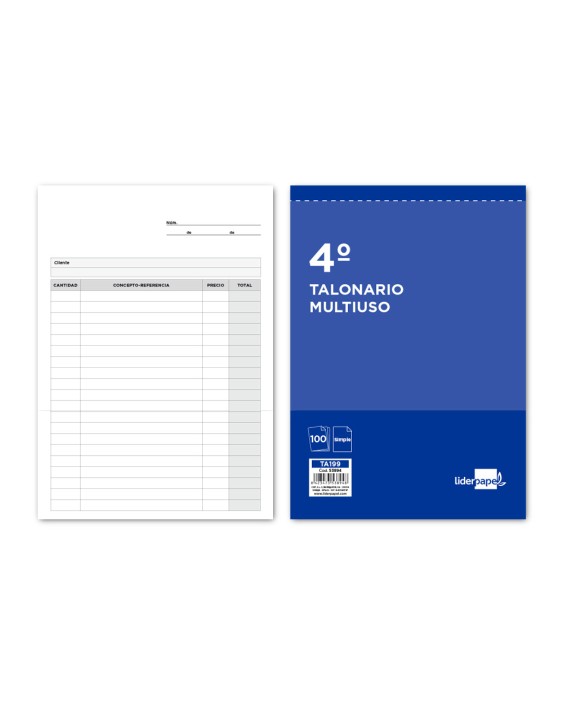 Talonario liderpapel multiusos cuarto original t199