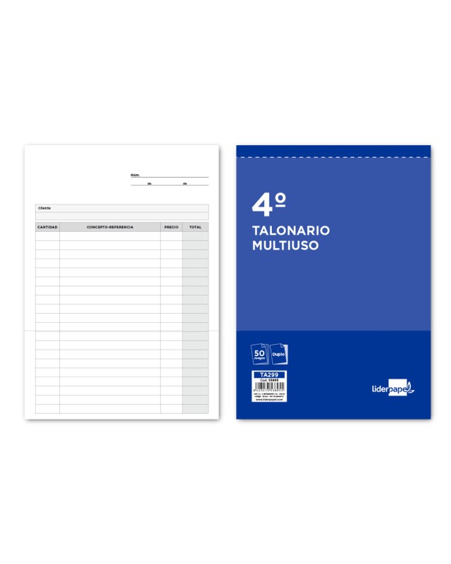 Talonario liderpapel multiusos cuarto original y copia t299