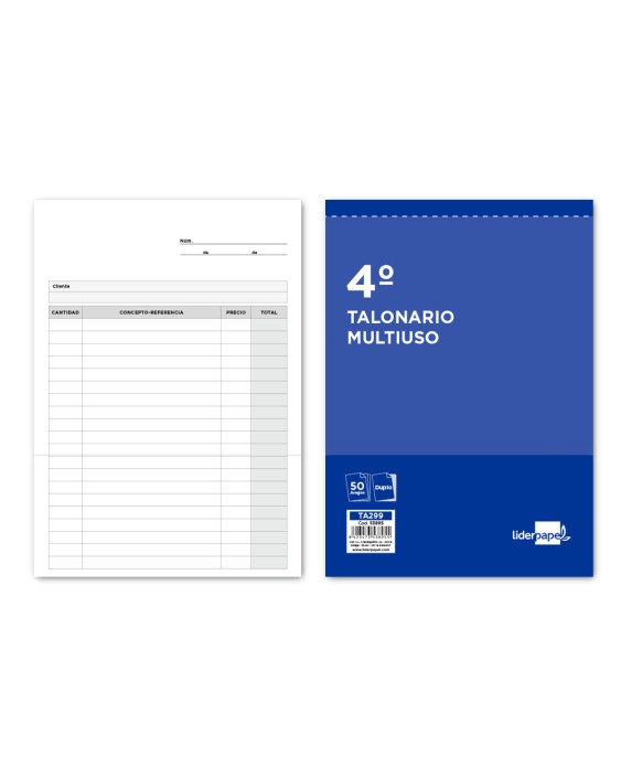 Talonario liderpapel multiusos cuarto original y copia t299
