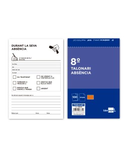 Talonario liderpapel ausentes octavo original t103 texto en catalan