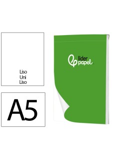 Bloc notas liderpapel liso a5 80 hojas 60g/m2 perforado