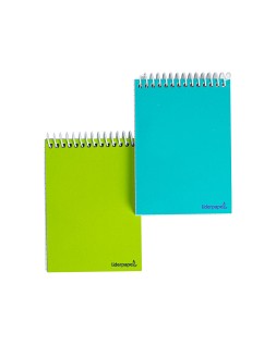 Cuaderno espiral liderpapel bolsillo octavo apaisado smart tapa blanda 80h 60gr cuadro 4mm colores surtidos