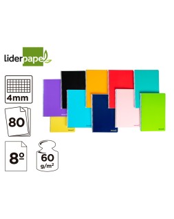 Cuaderno espiral liderpapel bolsillo octavo smart tapa blanda 80h 60gr cuadro 4mm colores surtidos
