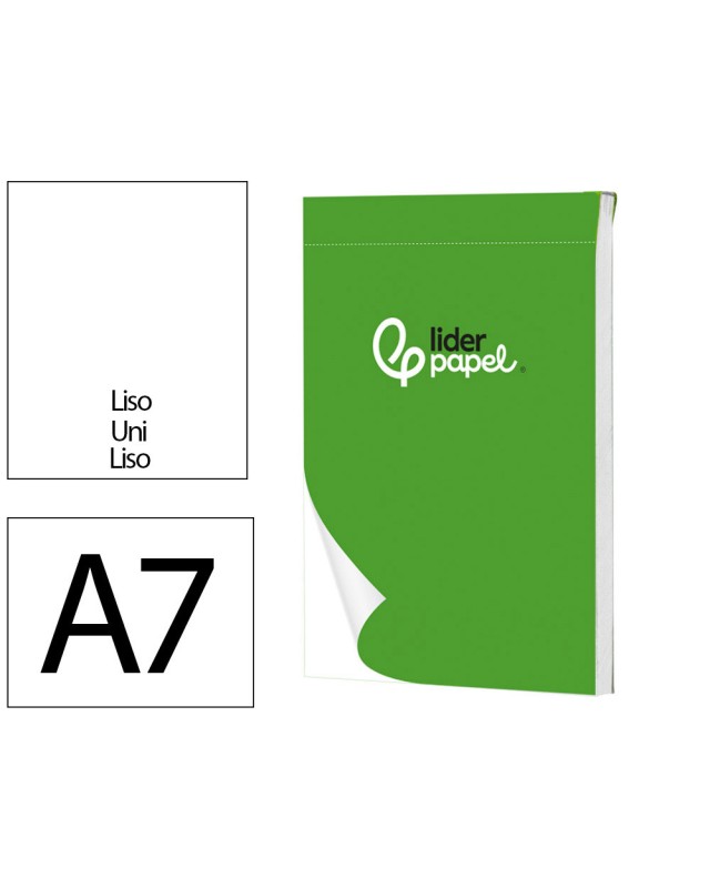 Bloc notas liderpapel liso a7 80 hojas 60g/m2 perforado