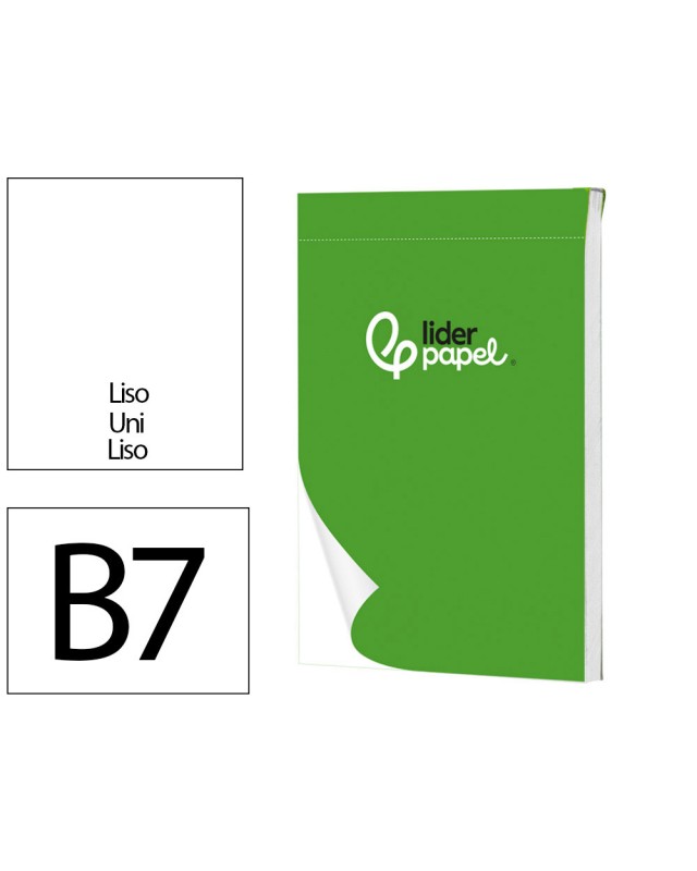 Bloc notas liderpapel liso b7 80 hojas 60g/m2 perforado
