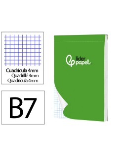 Bloc notas liderpapel cuadro 4mm b7 80 hojas 60g/m2 perforado