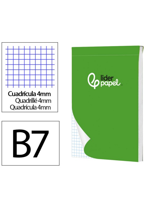 Bloc notas liderpapel cuadro 4mm b7 80 hojas 60g/m2 perforado