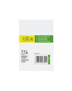 Bloc notas liderpapel horizontal a7 80 hojas 60g/m2 perforado