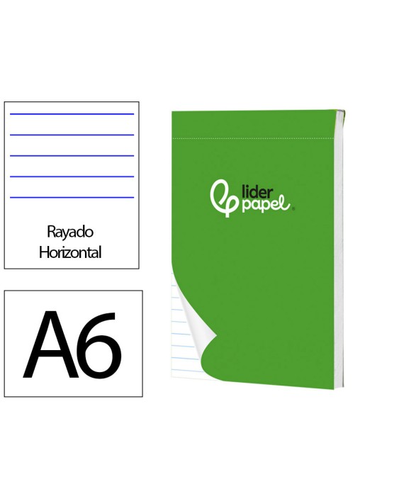 Bloc notas liderpapel horizontal a6 80 hojas 60g/m2 perforado