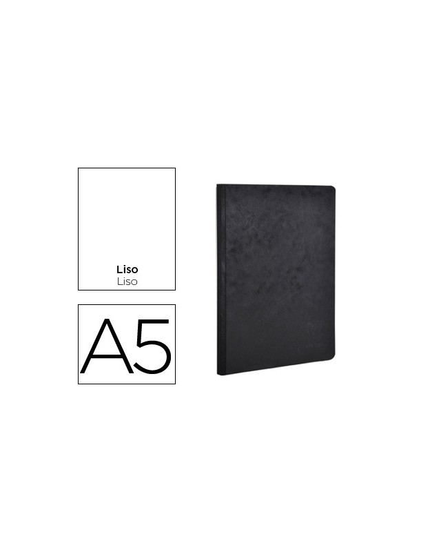 Libreta age-bag tapa cartulina lomo cosido liso 96 hojas color negro 148x210 mm