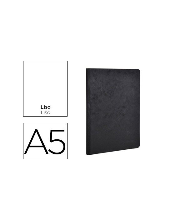 Libreta age-bag tapa cartulina lomo cosido liso 96 hojas color negro 148x210 mm