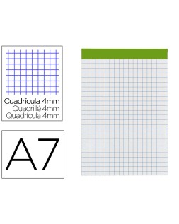 Bloc notas liderpapel cuadro 4 mm a7 80 hojas 60 g/m2 perforado sin tapa