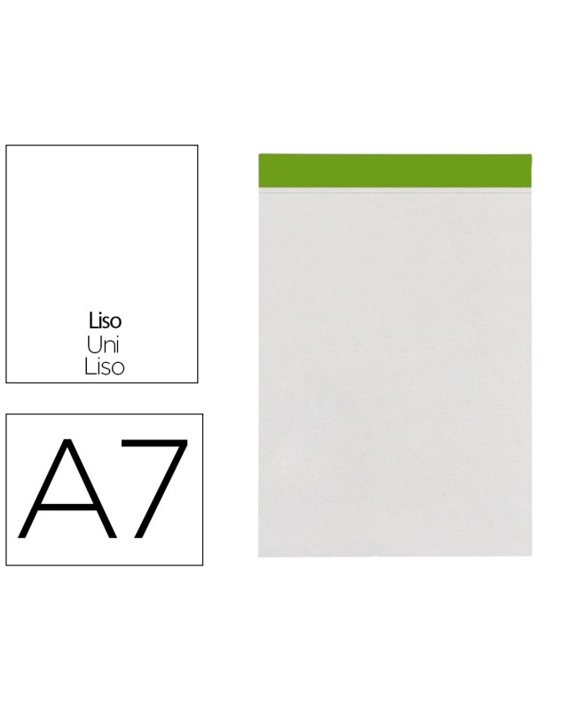 Bloc notas liderpapel liso a7 80 hojas 60 g/m2 perforado sin tapa