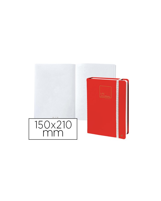 Libreta quo vadis life journal infinite dots puntos 15x21 cm 224 hojas tapa similpiel rojo