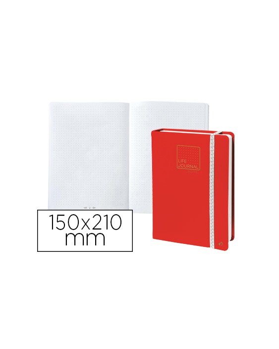 Libreta quo vadis life journal infinite dots puntos 15x21 cm 224 hojas tapa similpiel rojo