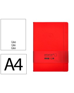Cuaderno con gomilla antartik notes tapa dura a4 hojas lisas rojo 100 hojas 80 gr fsc