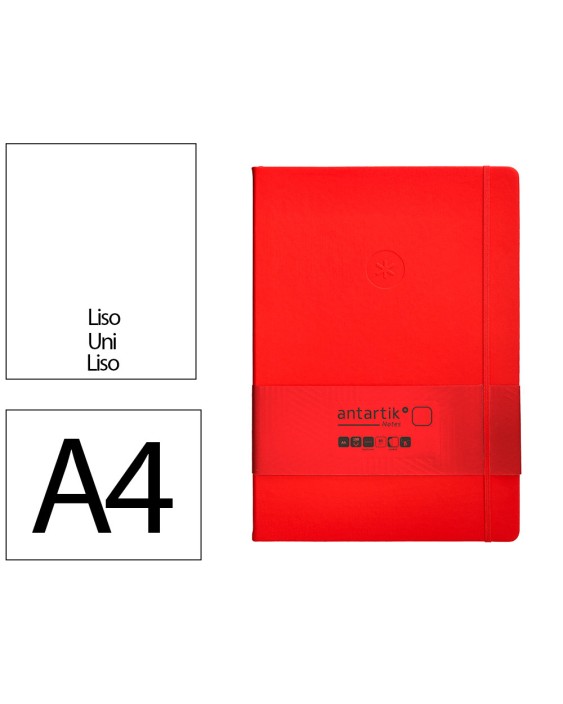 Cuaderno con gomilla antartik notes tapa dura a4 hojas lisas rojo 100 hojas 80 gr fsc