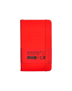 Cuaderno con gomilla antartik notes tapa dura a6 hojas cuadricula rojo 100 hojas 80 gr fsc