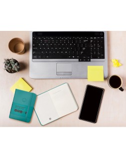Cuaderno con gomilla antartik notes tapa dura a7 hojas lisas verde aguamarina 80 hojas 80 gr fsc