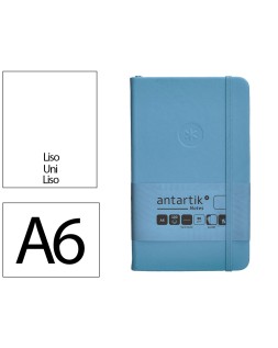 Cuaderno con gomilla antartik notes tapa dura a6 hojas lisas azul claro 100 hojas 80 gr fsc