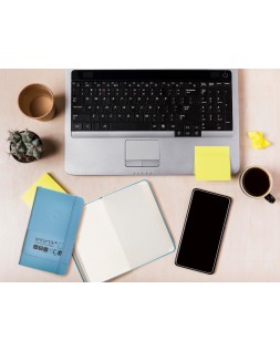 Cuaderno con gomilla antartik notes tapa dura a6 hojas lisas azul claro 100 hojas 80 gr fsc