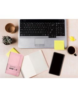 Cuaderno con gomilla antartik notes tapa dura a6 hojas lisas rosa pastel 100 hojas 80 gr fsc