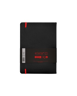 Cuaderno con gomilla antartik notes tapa dura a5 hojas cuadricula negro y rojo 100 hojas 80 gr fsc