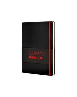 Cuaderno con gomilla antartik notes tapa dura a5 hojas cuadricula negro y rojo 100 hojas 80 gr fsc