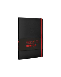 Cuaderno con gomilla antartik notes tapa dura a5 hojas cuadricula negro y rojo 100 hojas 80 gr fsc