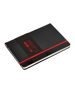 Cuaderno con gomilla antartik notes tapa dura a5 hojas cuadricula negro y rojo 100 hojas 80 gr fsc