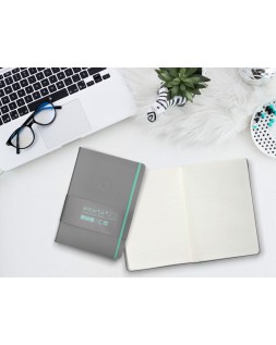 Cuaderno con gomilla antartik notes tapa dura a5 hojas rayas gris y turquesa 100 hojas 80 gr fsc