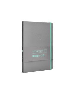Cuaderno con gomilla antartik notes tapa dura a5 hojas cuadricula gris y turquesa 100 hojas 80 gr fsc
