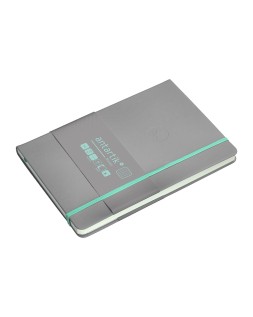 Cuaderno con gomilla antartik notes tapa dura a5 hojas cuadricula gris y turquesa 100 hojas 80 gr fsc