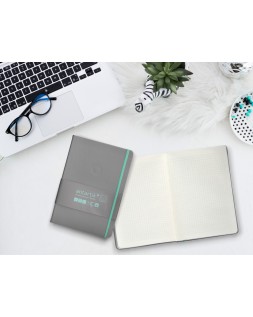 Cuaderno con gomilla antartik notes tapa dura a5 hojas cuadricula gris y turquesa 100 hojas 80 gr fsc